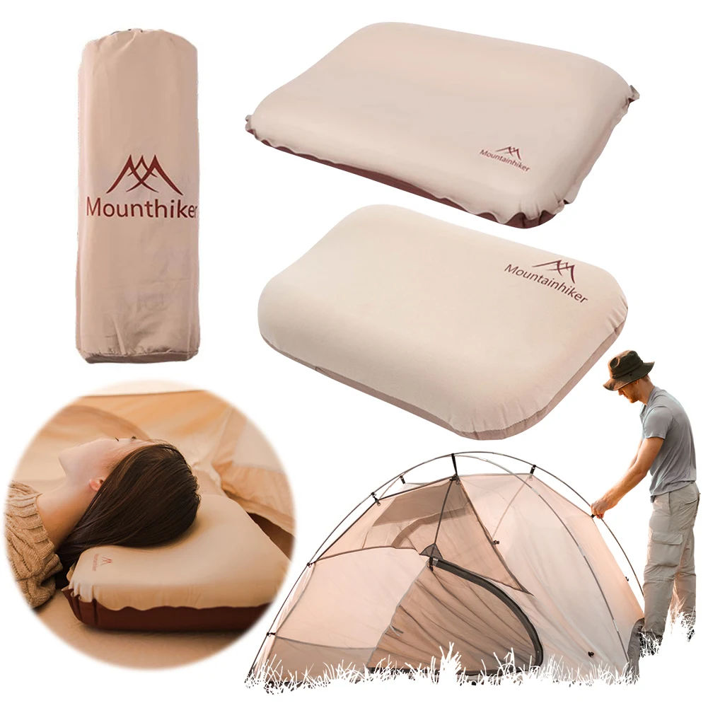 Ultralight Inflatable Pillow High Rebound Camping Air Pillow Ergonomic Compressible Travel Pillow for Car Airplane Train Office