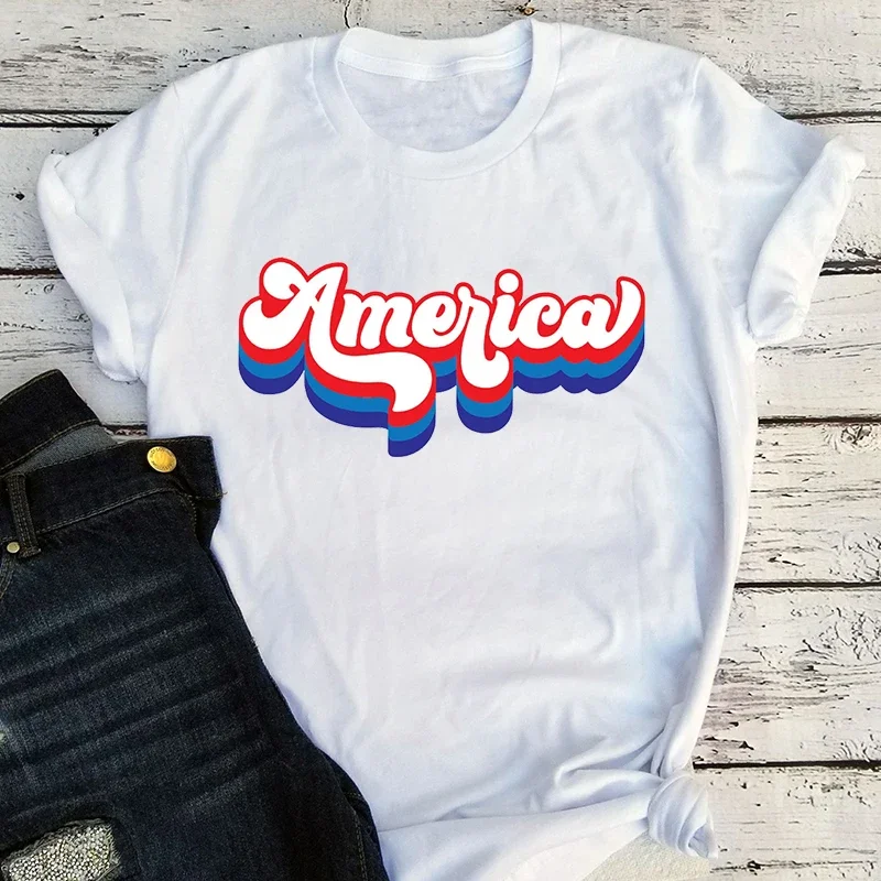 

America Shirt Freedom Fourth of July Tshirt Patriotic Tee Independence Day Tops Patriotic Family Memorial Day Clothes L