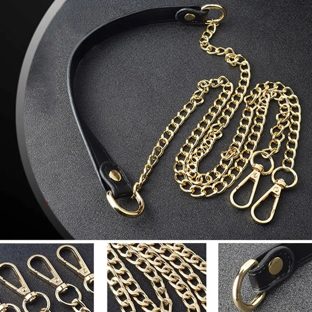 120cm Metal PU Leather Straps for Handbag Purse Chain Belt Bag Replacement Handles Shoulder Straps DIY Accessories