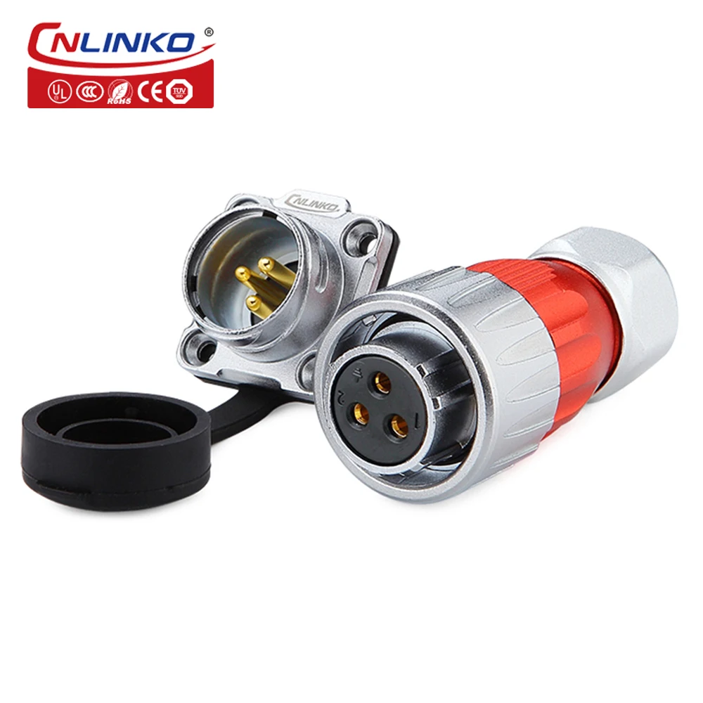 

CNLINKO 3 wire metal shell panel mount waterproof Multi Core Cable Connector IP67 plug socket