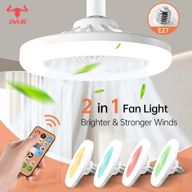 LED 램프 선풍기 스마트 무소음 천장 선풍기, 리모컨 및 조명, 침실 및 거실, 30W 천장 램프, E27