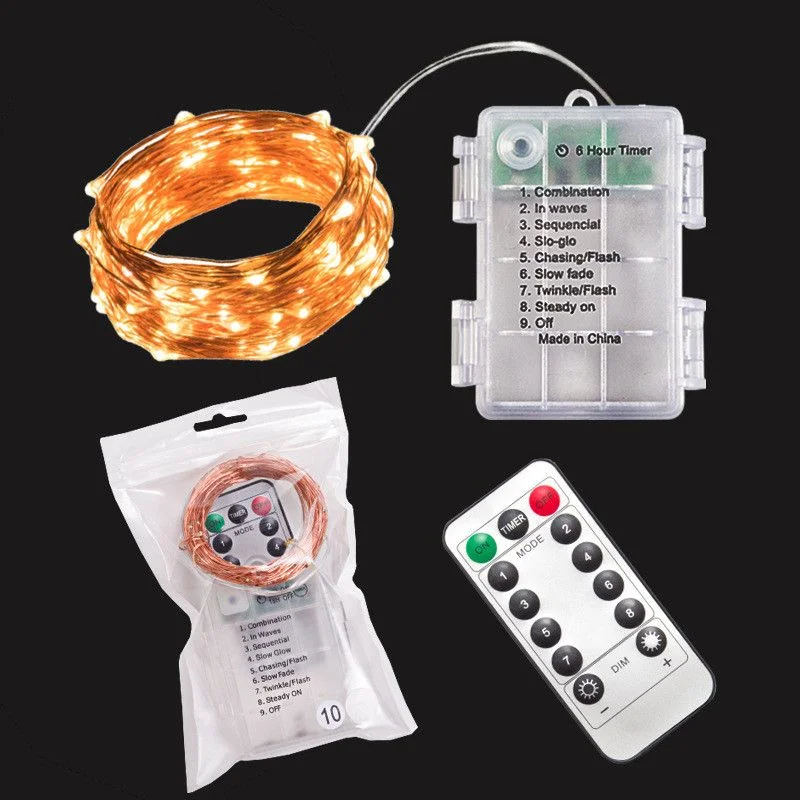 

LED Bedroom Fairy Lamp Christmas Copper Wire String Light Remote Control Holiday Wedding Party Lamp Waterproof Patio Decoration