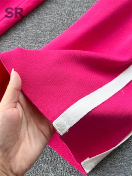 SINGREINY OL Floral Two Piece Knit Set Women Long Sleeve Fashion Cardigan Elastic Waist Casual Winter Sweater Long Pants Suit 6