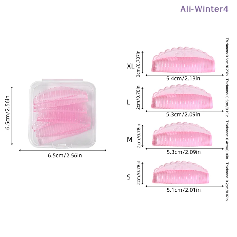 【Winter4】4쌍의 자체 접착식 속눈썹 리프팅 키트 실리콘 라미네이션 패드 재사용 가능한 속눈썹 펌 로드 3D 속눈썹 컬러 액세서리