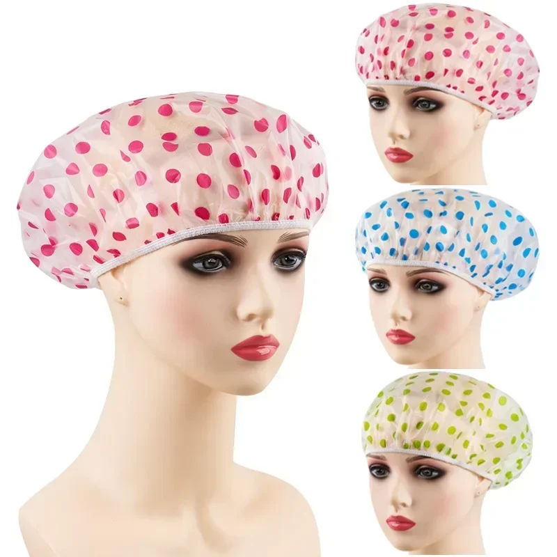 1/5Pcs Reusable Shower Cap with Elastic Band Waterproof & Thicken Bathing Hat for Women for Hair Salon & Home Use