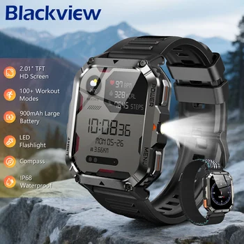 Blackview 2025 Nuovo Smartwatch da esterno 900mAh W70 Pro 2.01 ''TFT HD Schermo Impermeabile Orologi da uomo con illuminazione di emergenza Bussola