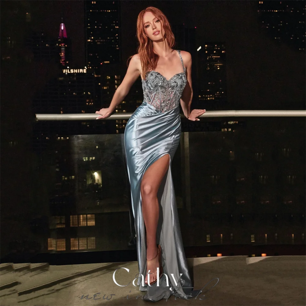 

Cathy Grey فساتين مناسبة رسمية Sequins Embroid Prom Dress 2023 Mermaid Party Dresses Sexy Spaghetti Strap Vestidos De Noche