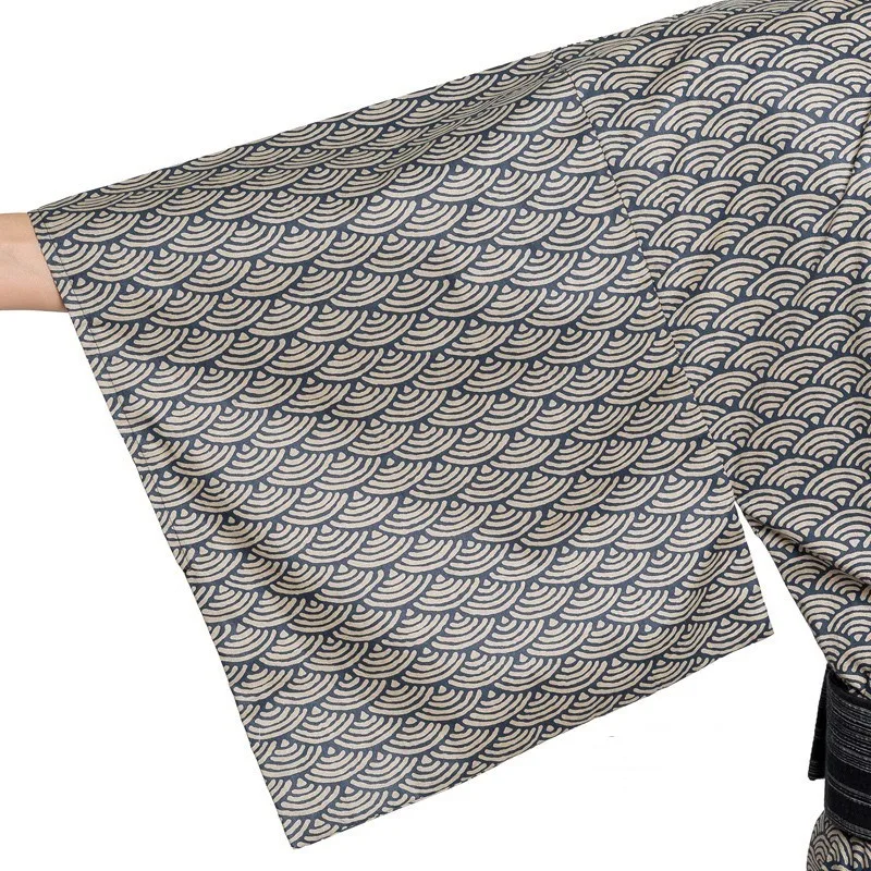 Japanese Traditional Kimono Robe Yukata Spring Summer Home Long Night Robe Comfortable Cotton Men's Robe Dress