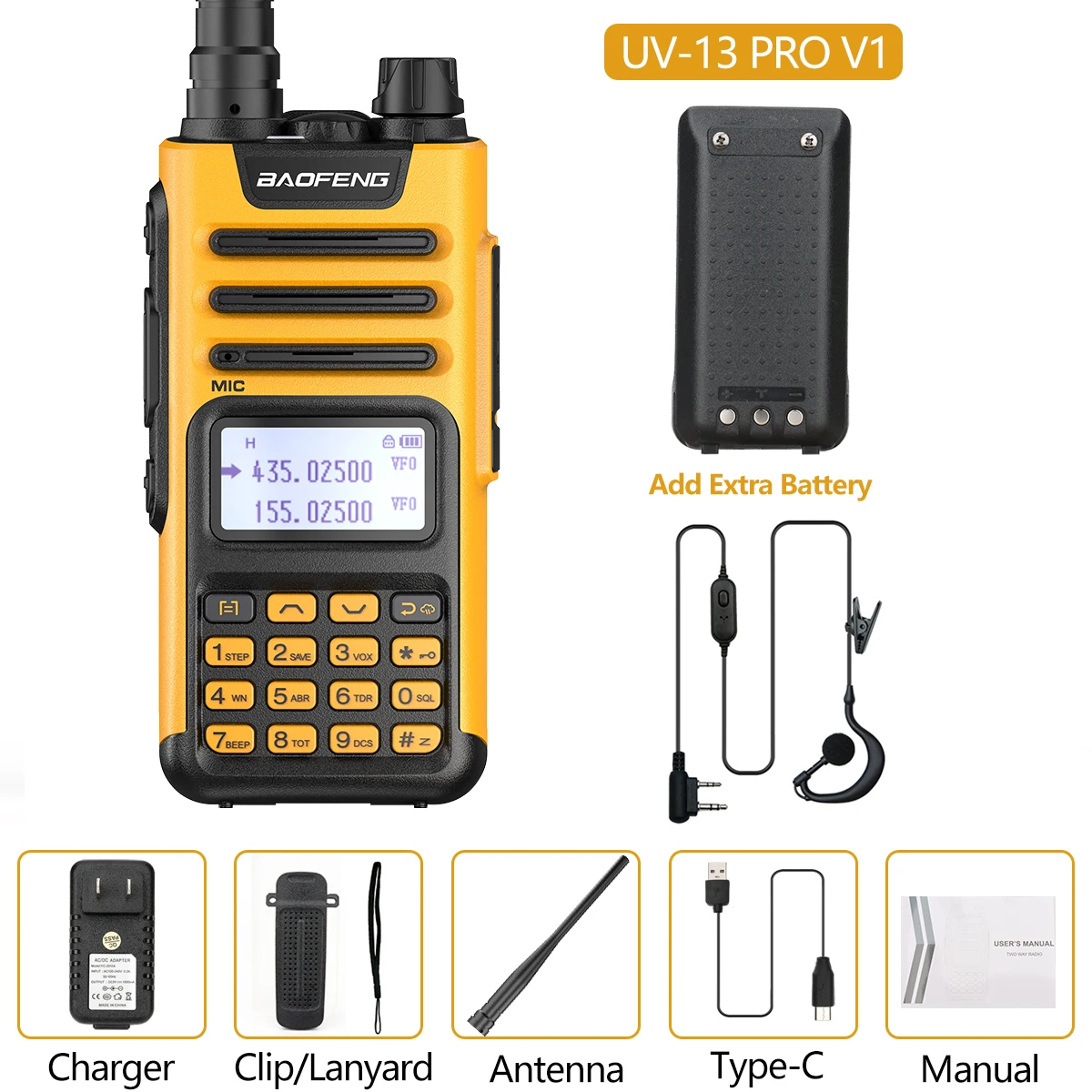 2022 Baofeng UV-13 PRO Walkie Talkie 10W 8800mAh Type-C USB Dual Band Transceiver Ham Radio UV-10R 13PRO Amateur CB Radio UV-5R walkie talkie 10 km Walkie Talkie