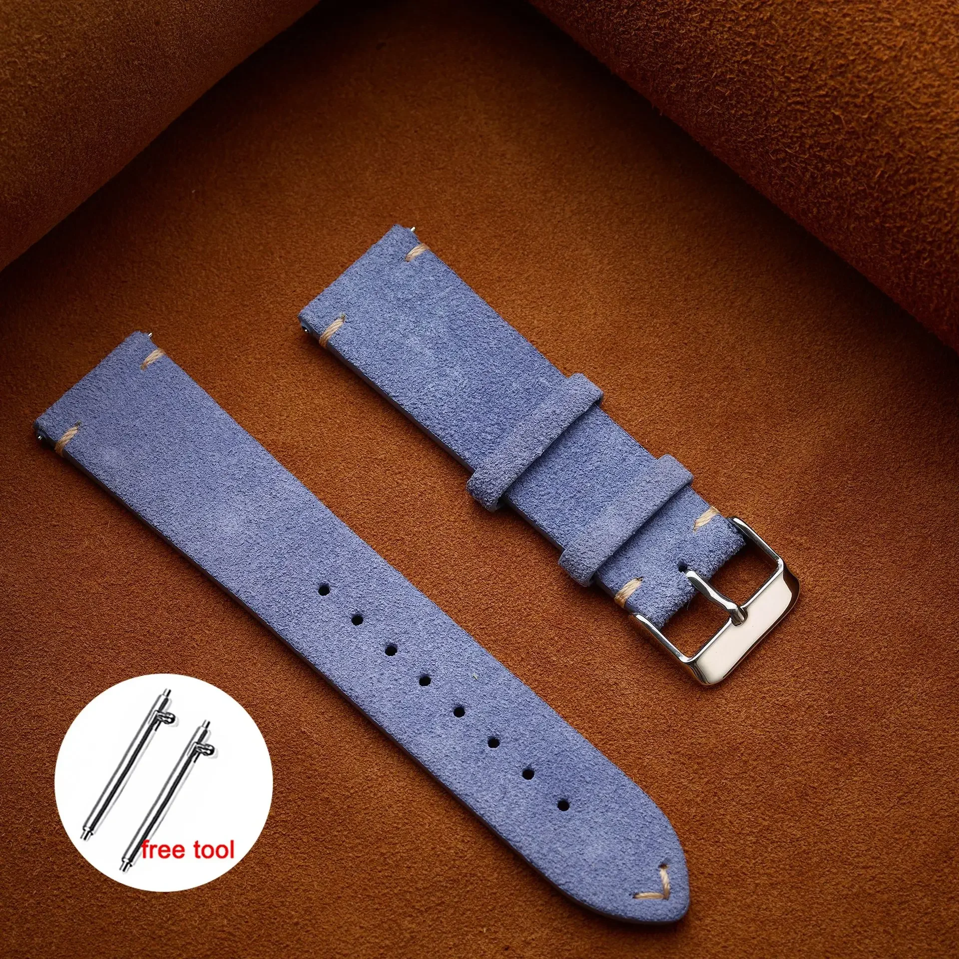 Premium Soft Suede Leather Vintage Watchband – Quick Release Calfskin Strap