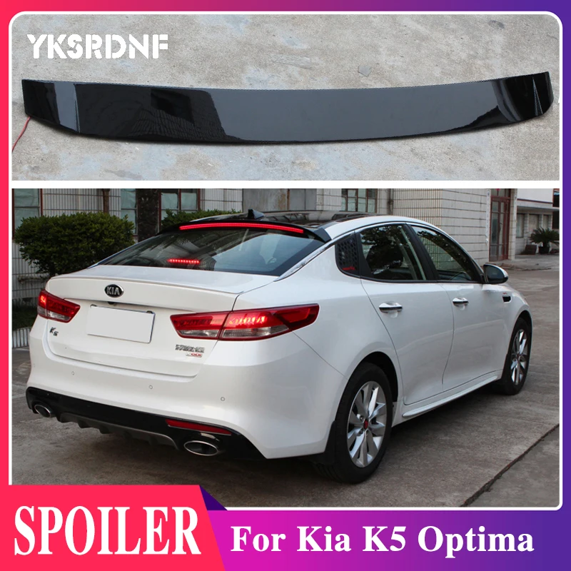 Per Kia K5 Optima 2011-2019 Spoiler nero con luce freno Spoiler sul tetto posteriore tronco Boot Wing Lip Roof Tail Spoiler Car Styling