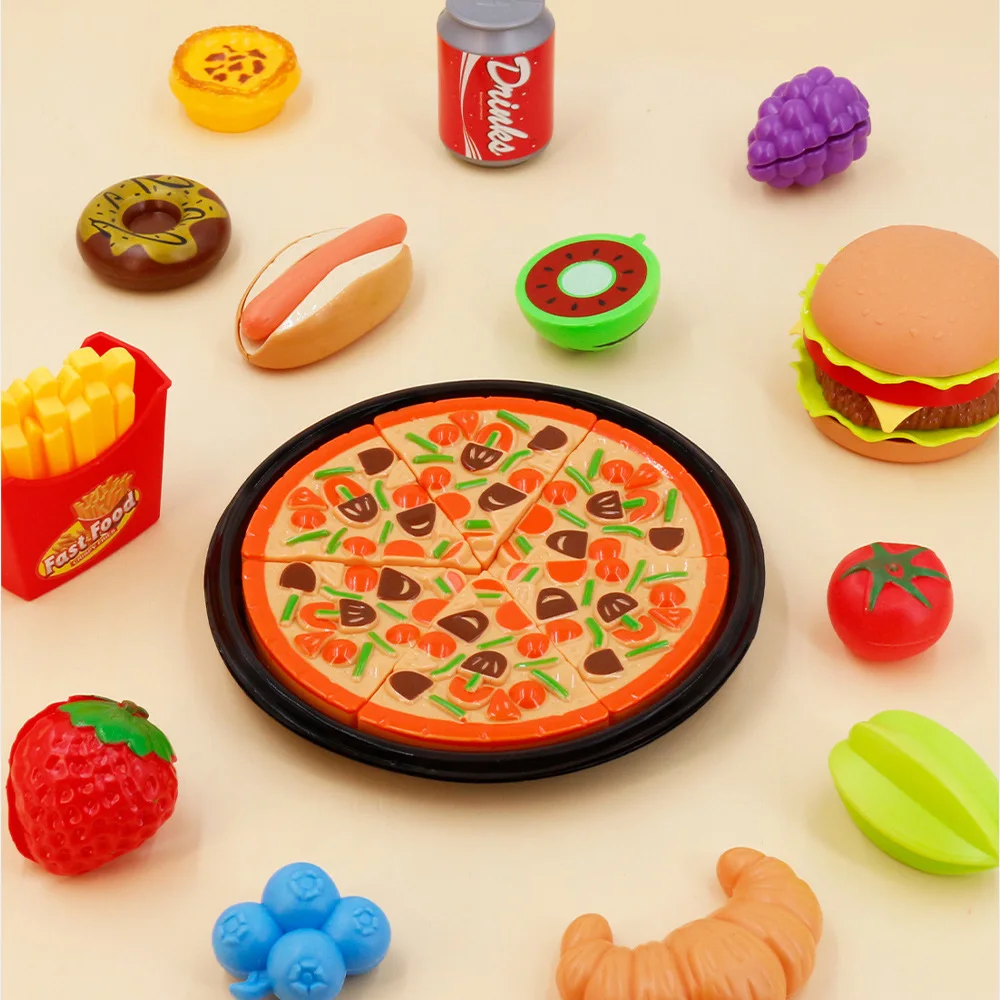 Children's educational house outdoor picnic pretend fruit basket hamburger pizza set toy gift kitchen men and women 4