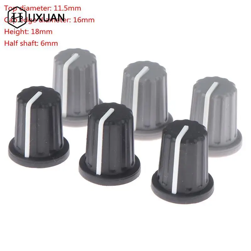 Potentiometer knob cap,rotary encoder knob,rubber knob 5 Pieces Soft Rubber Half Shaft Knob Diameter 16mm Height 18mm Potentiometer Encoder Knob 270 Degree D-shaped Inner Hole 6mm
