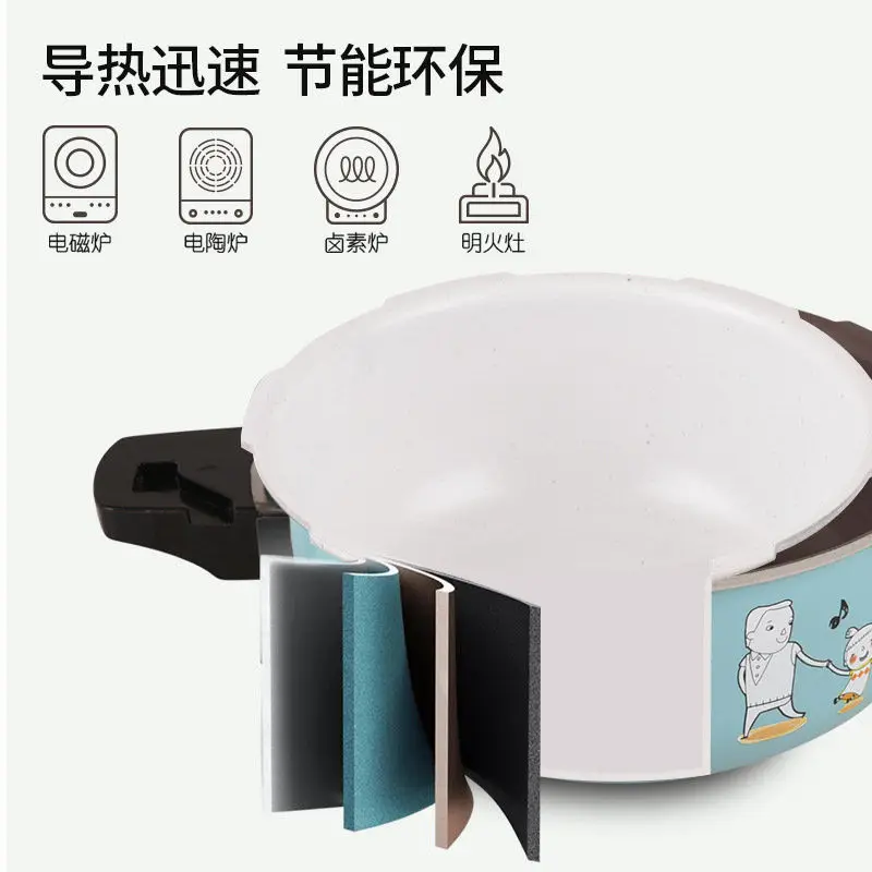 20cm 2.5L pottery crystal Explosion-proof mini pressure cooker slow cooker Non-stick pan Composite bottom use Induction