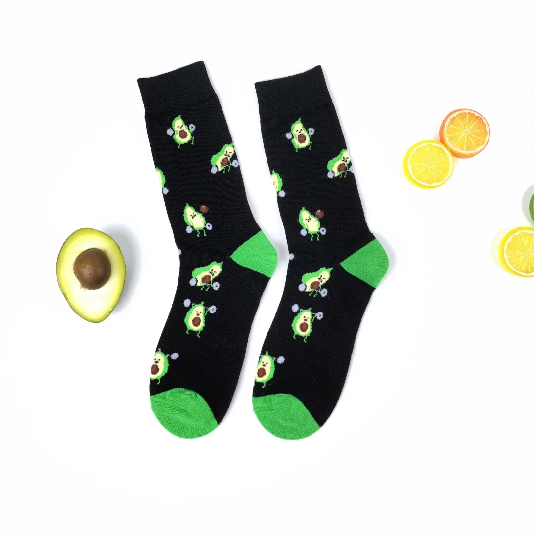 Unisex Mid-calf Socks 1 Pair Hamburgers Fries Avocado Sushi Pattern Personalized Street Style All Seasons