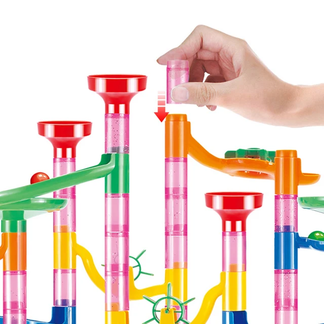 133 Pcs/Set Marble Tracks Educational Toys Race Run Track Coaster Construction Railway Building Pipe Blocks Kids Birthday Gifts 2