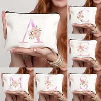 26 Pink Initials Women Cosmetic Bag Bride's Toilet Makeup Pouch Cosmetic Case Bridesmaid Gift Bachelorette Party Gifts Lady Bags 1