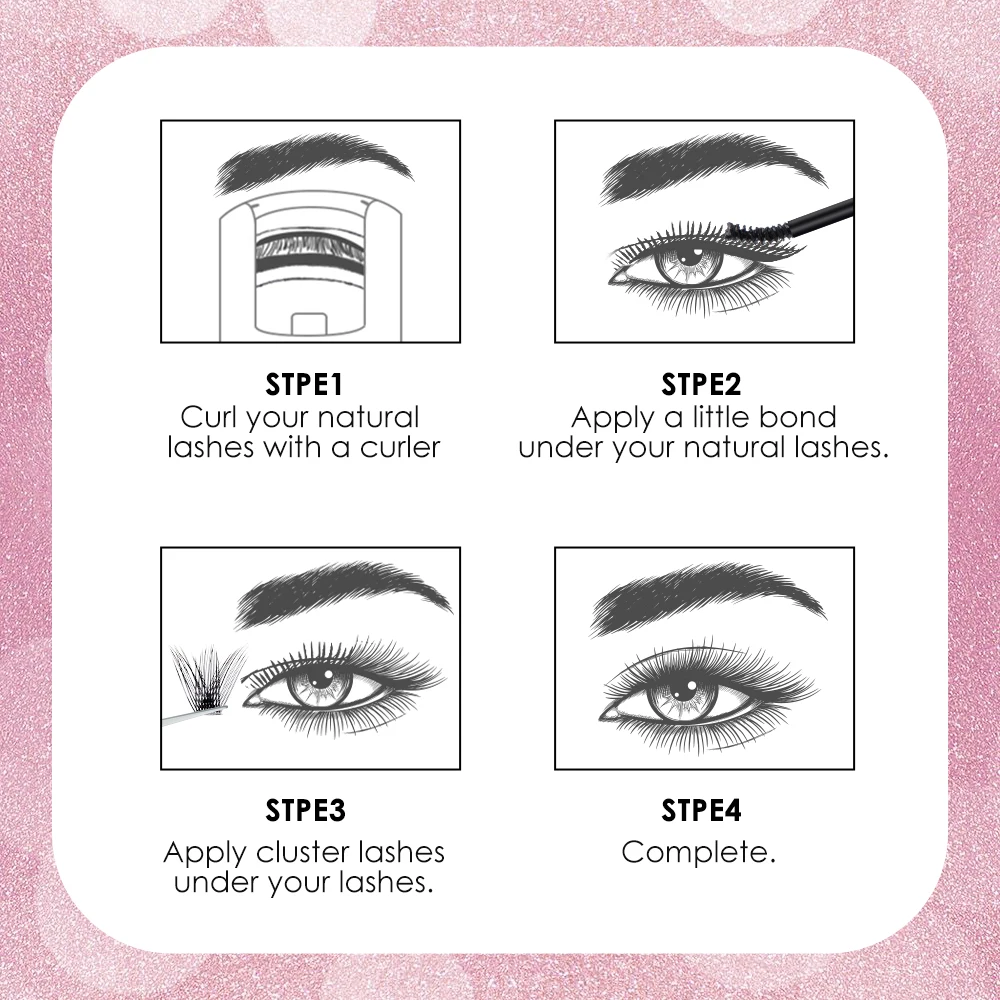 Lash Bond Waterproof 8ML Lash Glue Long Lasting No Irritation Lash Cluster Glue Black DIY Lash Extension for Beginner Eye Makeup 6