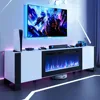 Fireplace TV Stand with 36" Fireplace, 70" Modern Entertainment Center LED Lights,TV Console Cabinet for TVs Up To 80" 1