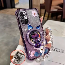 Flying Butterfly Phone Case with Bracket and Lanyard - Redmi Note 9S (PURPLE)