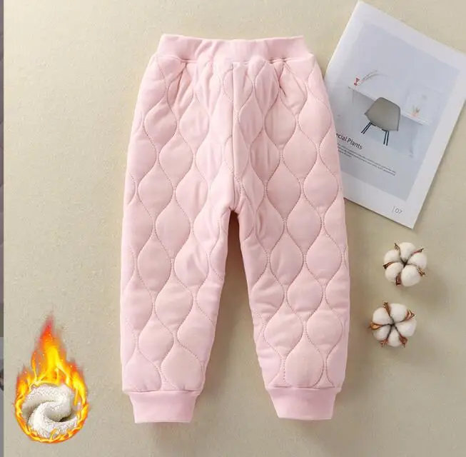 Children's warm pants, autumn and winter plush, school uniform for students, winter three-layer cotton padded pants