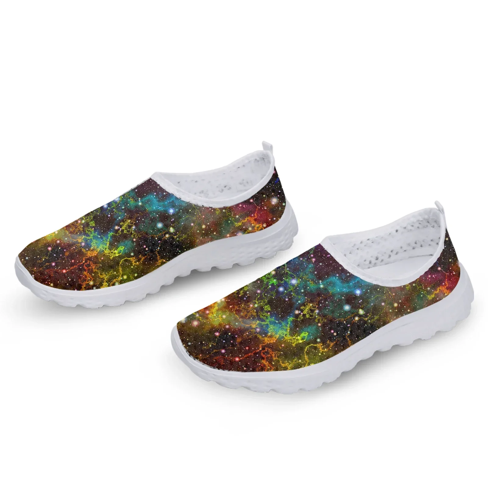 Fashion Iridescent Starry Sky Design Lightweight Breathable Shoes Comfortable Flat Walking Running Shoes Zapatos