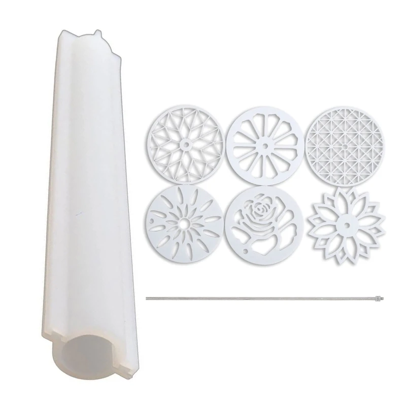 

Soap Pull Through Mold Tools Set for Soap Making Silicone Swirl Partition Flower Templates with Iron Stick & Column Mold