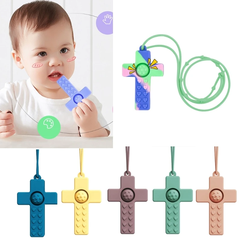 

Жевательный прорезыватель, безопасный и нетоксичный силиконовый крестик для прорезывания зубов для младенцев, мальчиков и