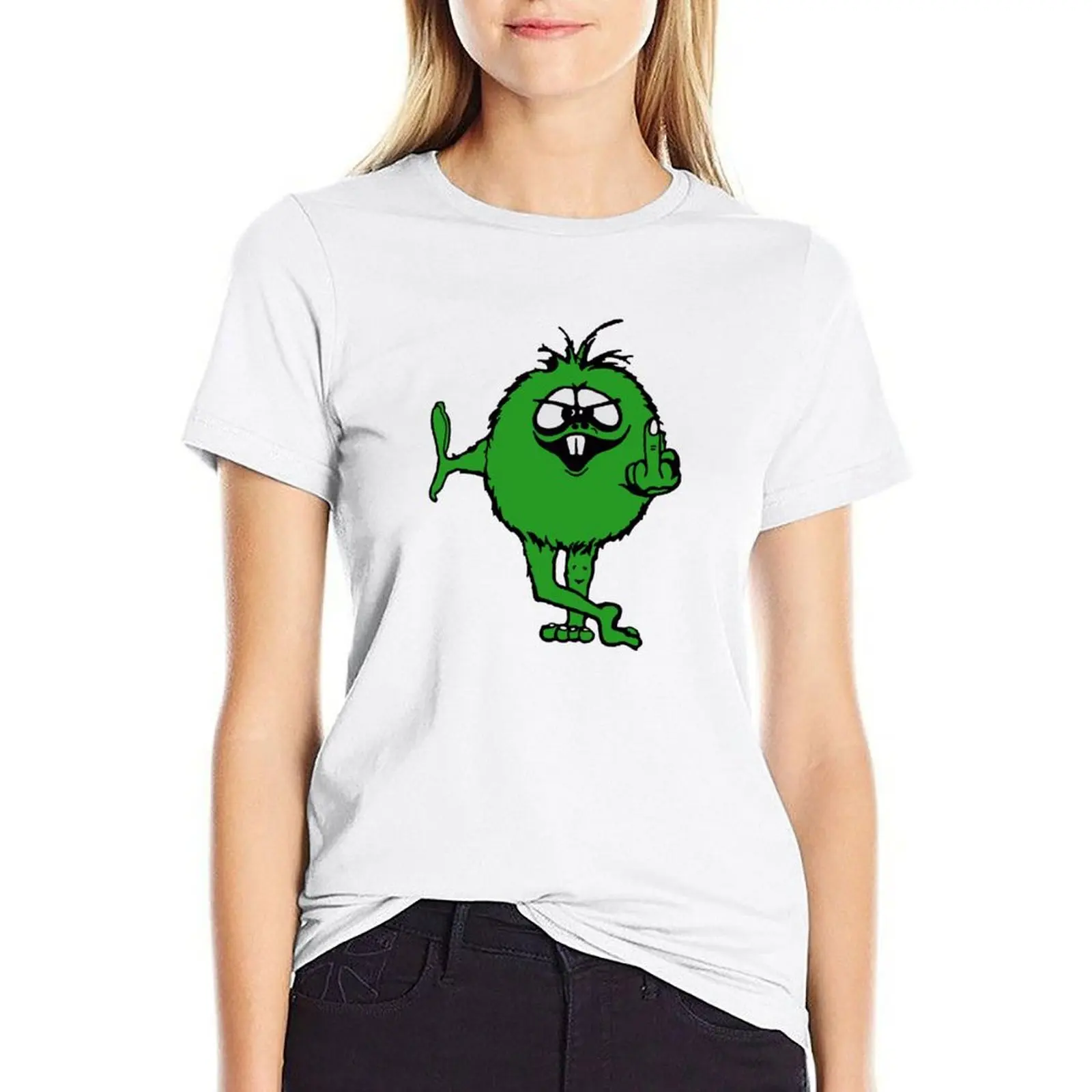 

Зеленая футболка для парня flips bird - 70s в стиле ретро, женские летние блузки 2024, женская одежда, одежда для женщин, футболка для женщин