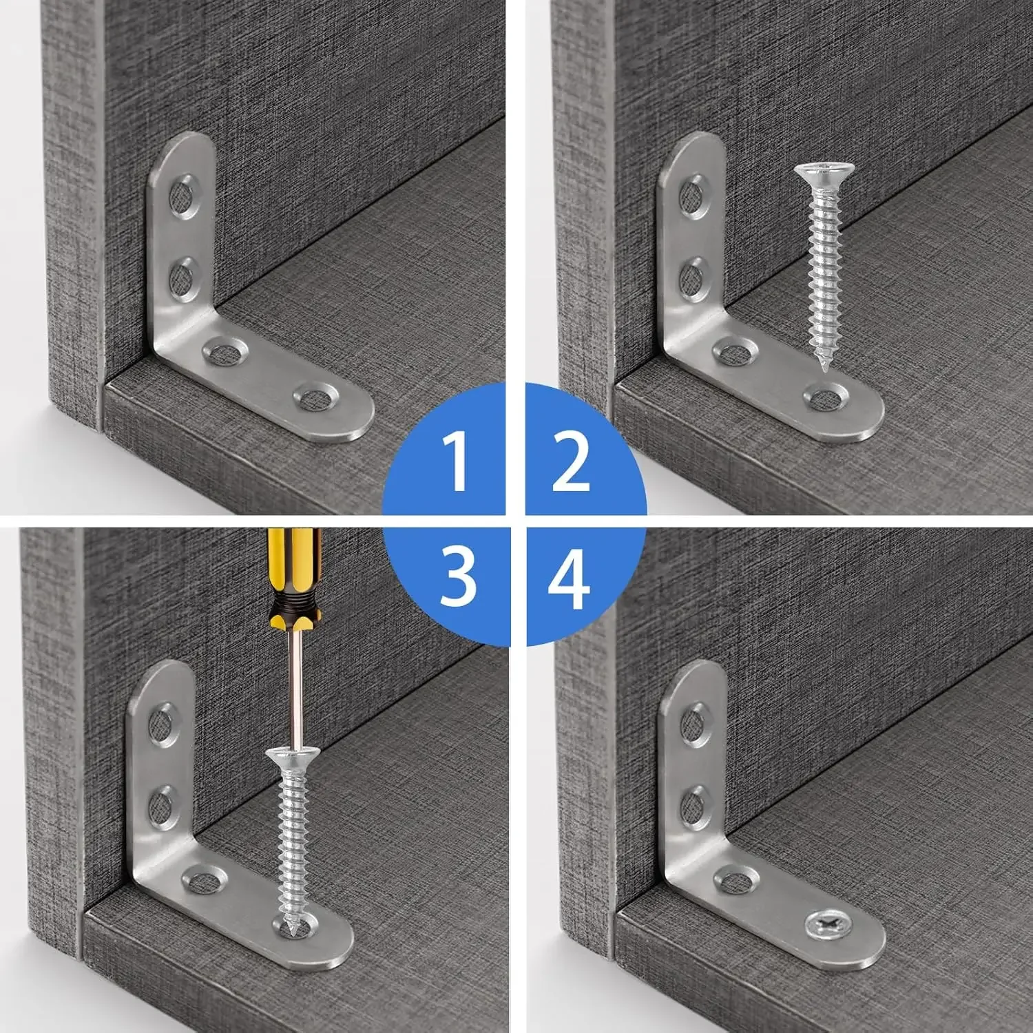 Corner Bracket, Pack Of 20, L-shaped Bracket, 40 X 40 Mm, 90 Degree Angle Bracket With 80 Screws - View #10
