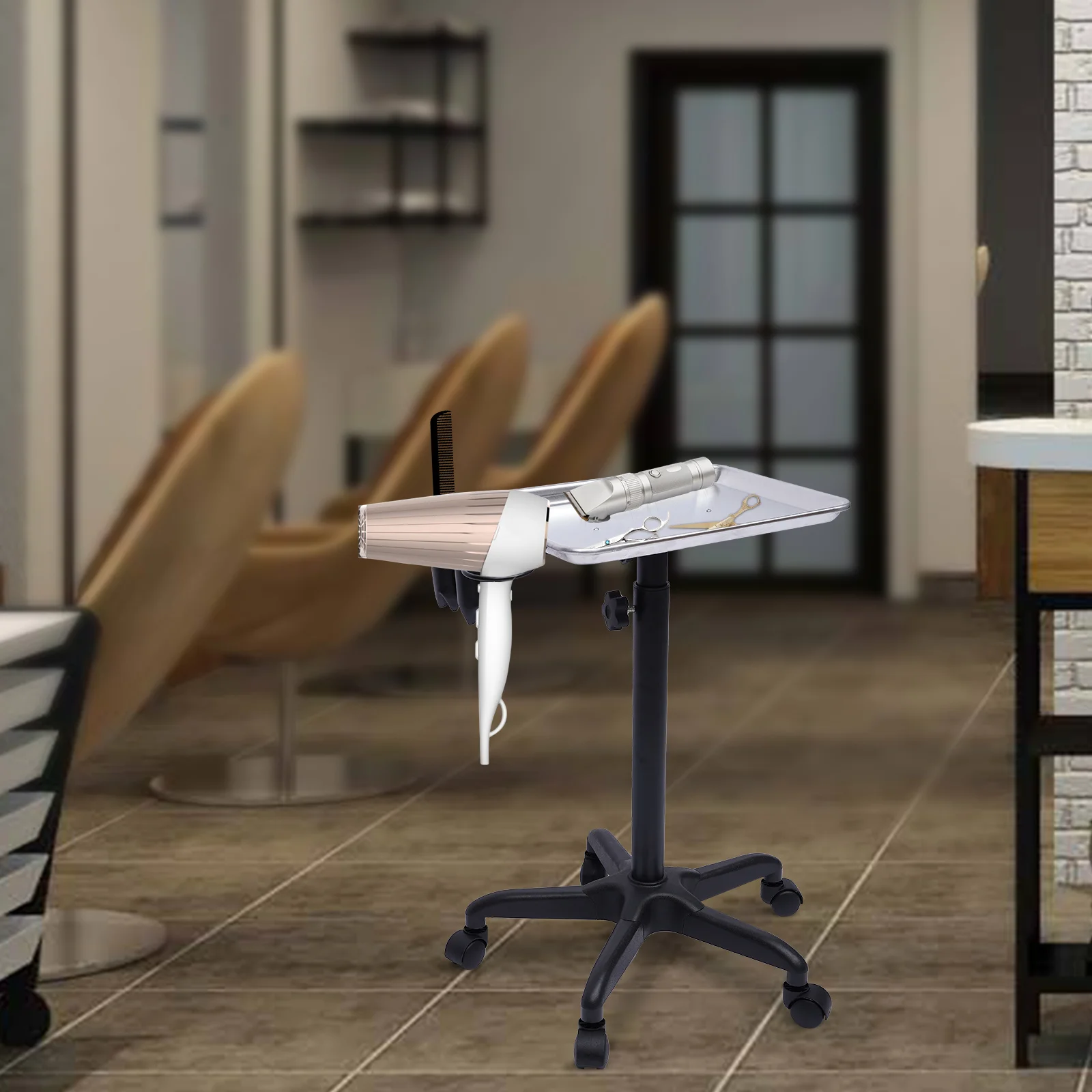 SPA Rolling Cart Professional Aluminum Salon Medical Tattoo Mobile Trolley Hair Instrument Service Tray Black/Silver multi layer storage trolley