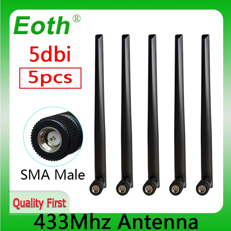 5Pcs 433 Mhz Antenna 5Dbi Sma Connettore Maschio 433 Mhz Iot Direzionale Antena Ripetitore Wireless Aereo In Gomma Lorawan Antenne 433 M