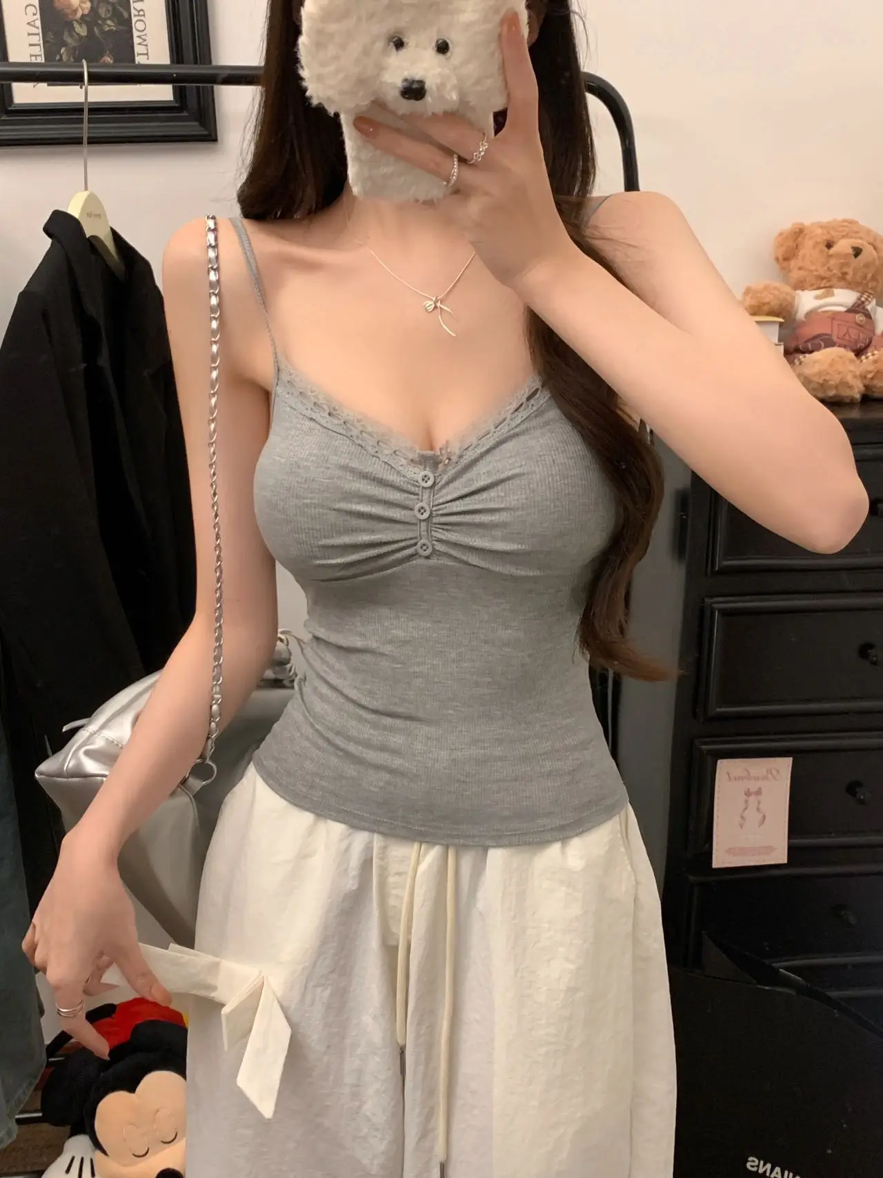 Women's White Lace Padded Crop Top