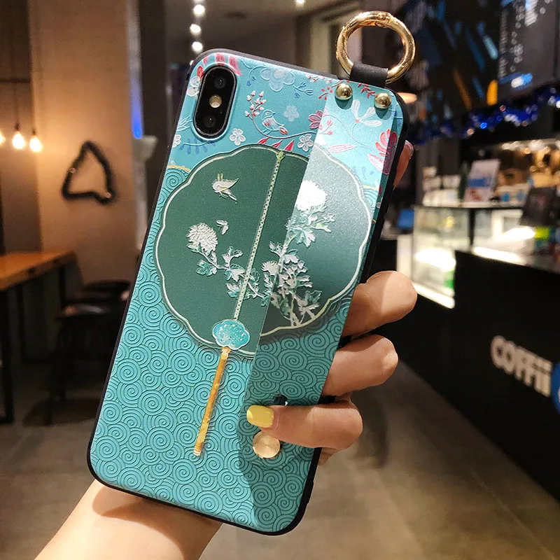Chinese Style Circular Fan Wrist Strap Phone Case