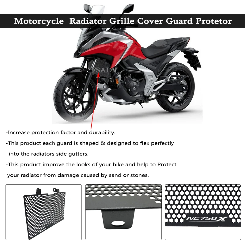 Protezione Radiatore Per Moto NC750 - Griglia Acciaio Inox Nero, Per Modelli 2012-Oggi - Foto 8
