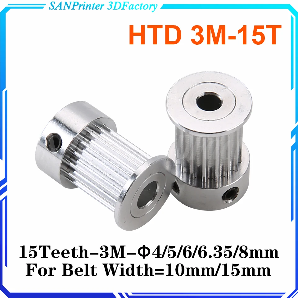 HTD 3M 15 Teeth Synchronous Pulley Bore 4/5/6/6.35/8mm for Width 15mm HTD3M Timing belt HTD3M Pulley Wheel 15Teeth 15T