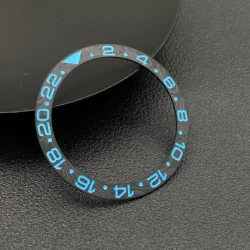 Ceramic Bezel Insert Ring with Carbon Fiber Design - Tilted Edge, 38x30.6mm (GMT 6 Ceramic Bezel)