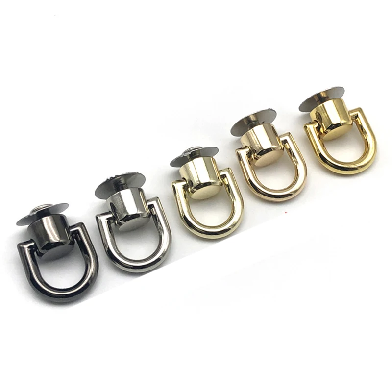 D Rings for Purse, 4 PCS Metal D Ring and Stud Screw, 360 Degree Rotatable  D Rings for Purse, Bag Hardware, Dog Buckles, Purse, DIY Handcraft- Gold