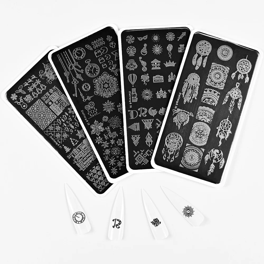 2023 Flower Leaves Nail Stamping Plates  6X12mm Leaf Floral Butterfly Line Printing Stencil Nail Stamp Templates Nail Art Tools 6