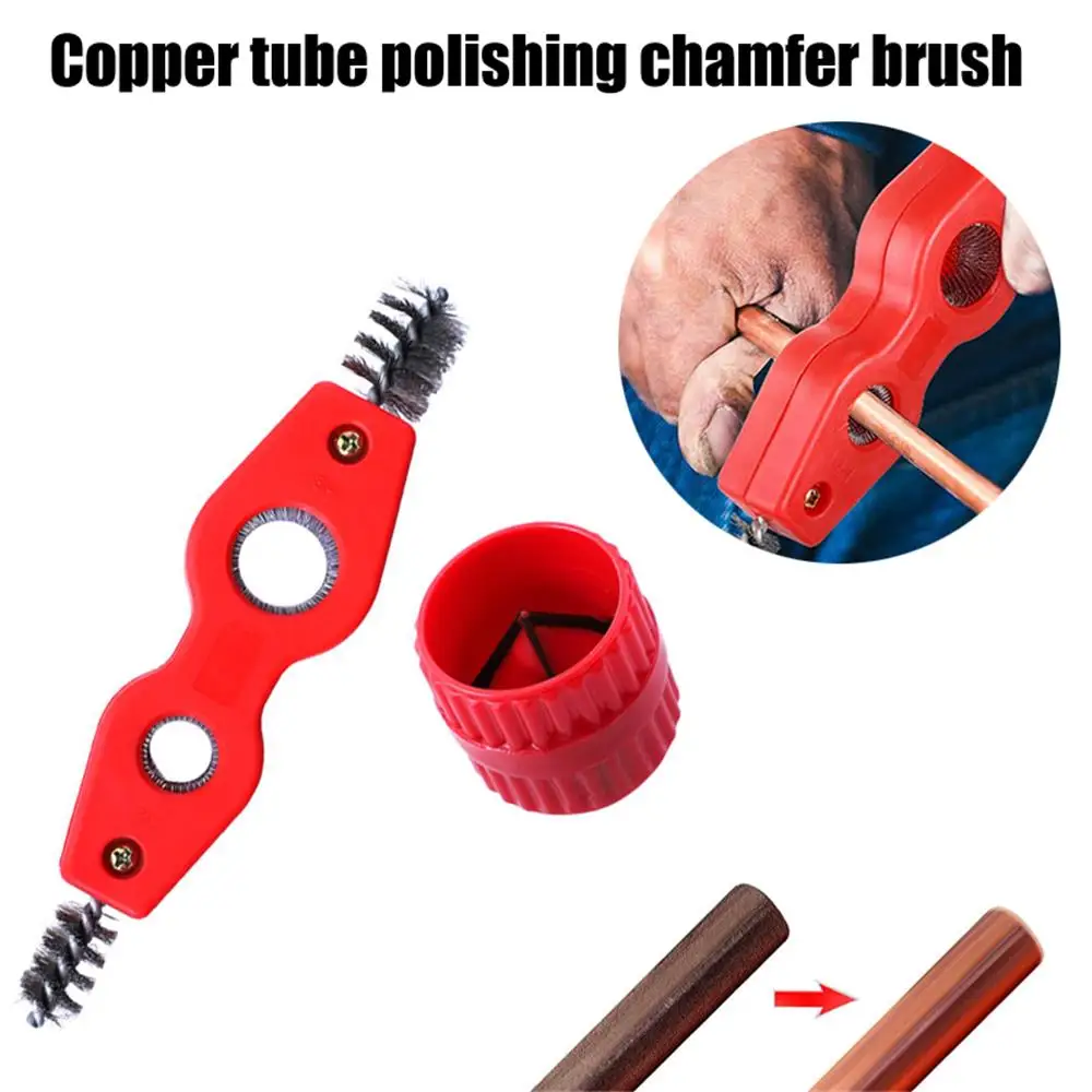 

4 in 1 Double-headed Copper Pipe Brush Copper Tube Polishing Inside Outside Reamer Pipe Cleaner Chamfering Tool Pipe Deburrer