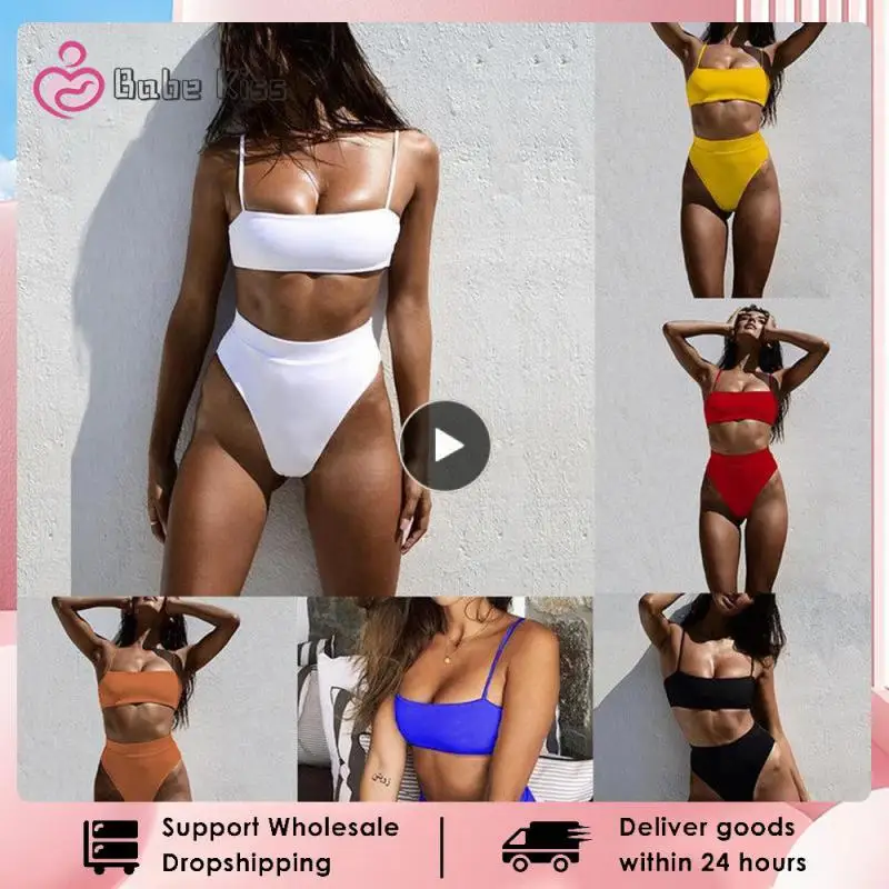 

High Waist 4 Colors Trendy High Waist Comfortable To Wear Flattering Design Simple And Fashionable High Waist Push Up Swimsuit