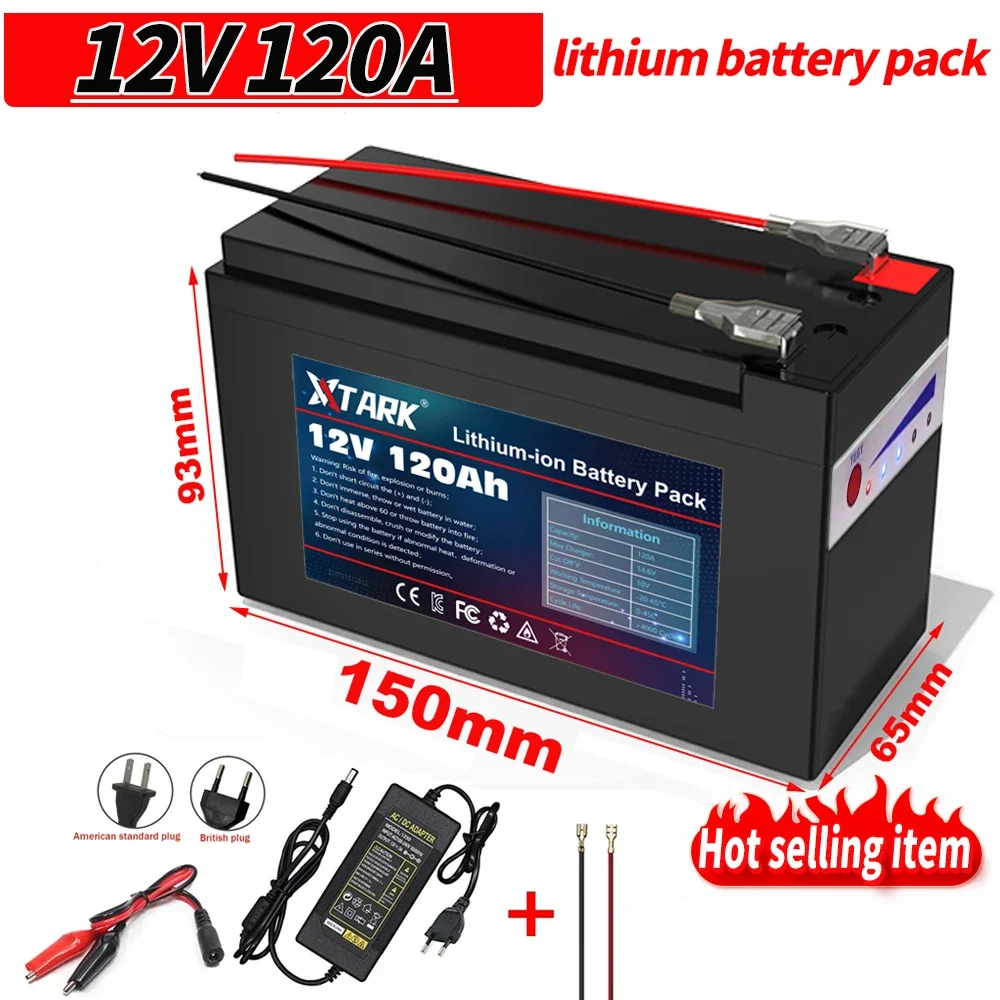 

2023 Upgraded backup power supplies Battery 12V 120Ah Portable Rechargeable Battery Built-in Power display Port Charging