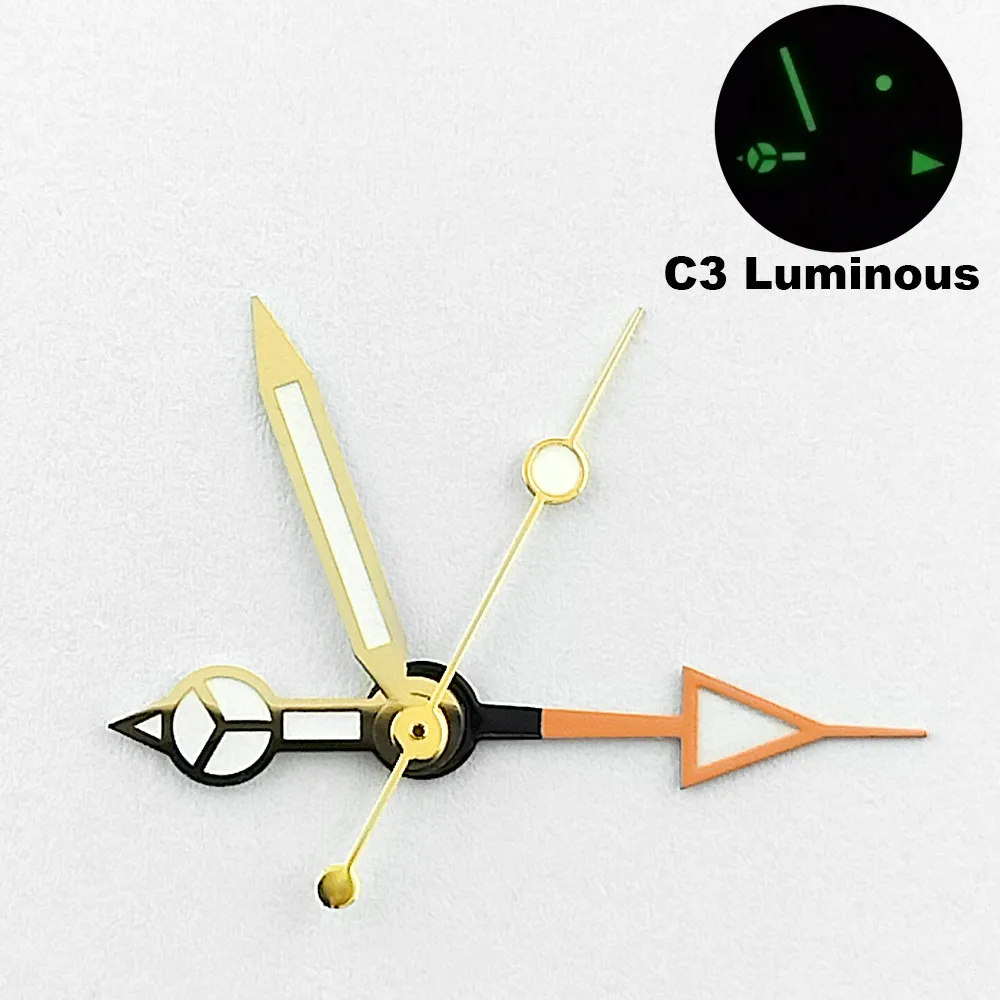 Silver Black Rose Gold 13mm GMT Watch Hands with Luminous Accents