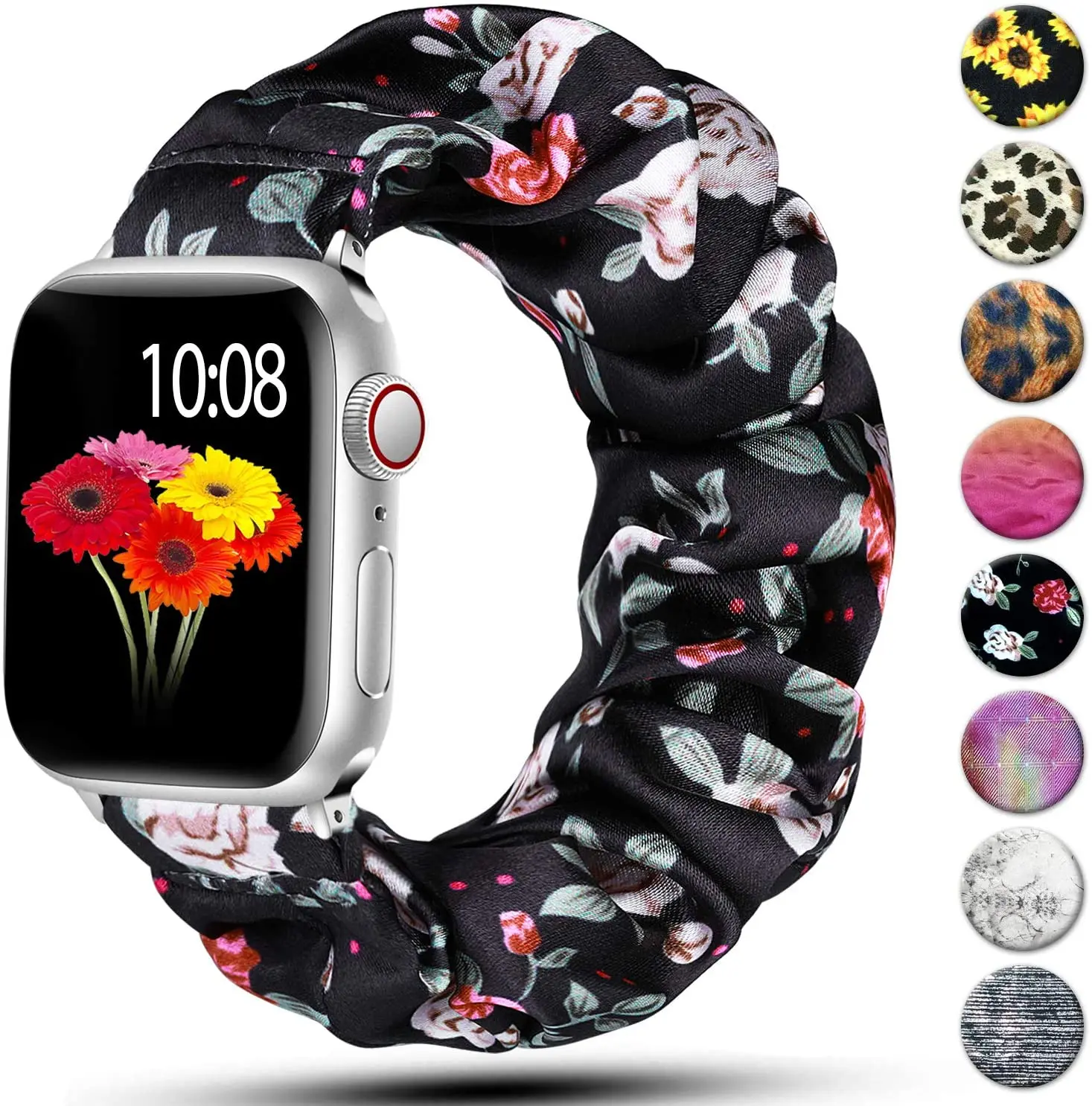 Apple Watch Band Strap Elastic Cotton Replacement Women Men, Wristband  Sports Compatible for iWatch Apple Watch 6 5 4 3 2 1, SE Series (LOVE Black  