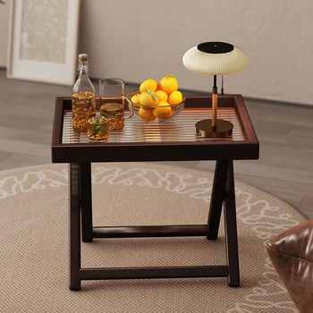 Tea-Colored Folding Bamboo Side Table – Portable Outdoor Accent Table 1
