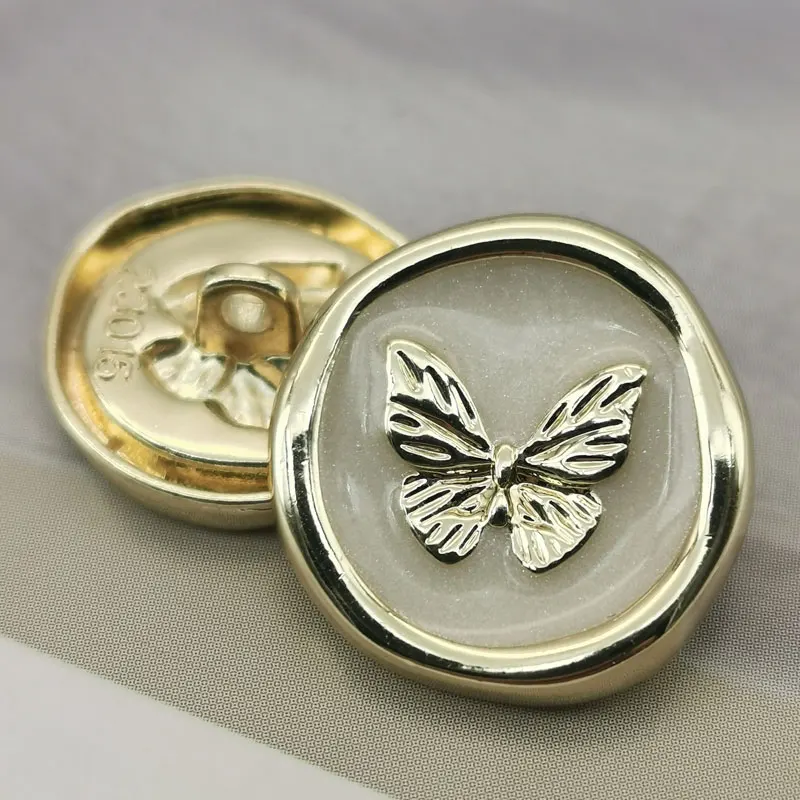 10pcs 18mm 23mm 금속 드롭 오일 나비 단추 의류 코트 자 켓 자 수 바느질 액세서리 DIY 공예 용품 새로운