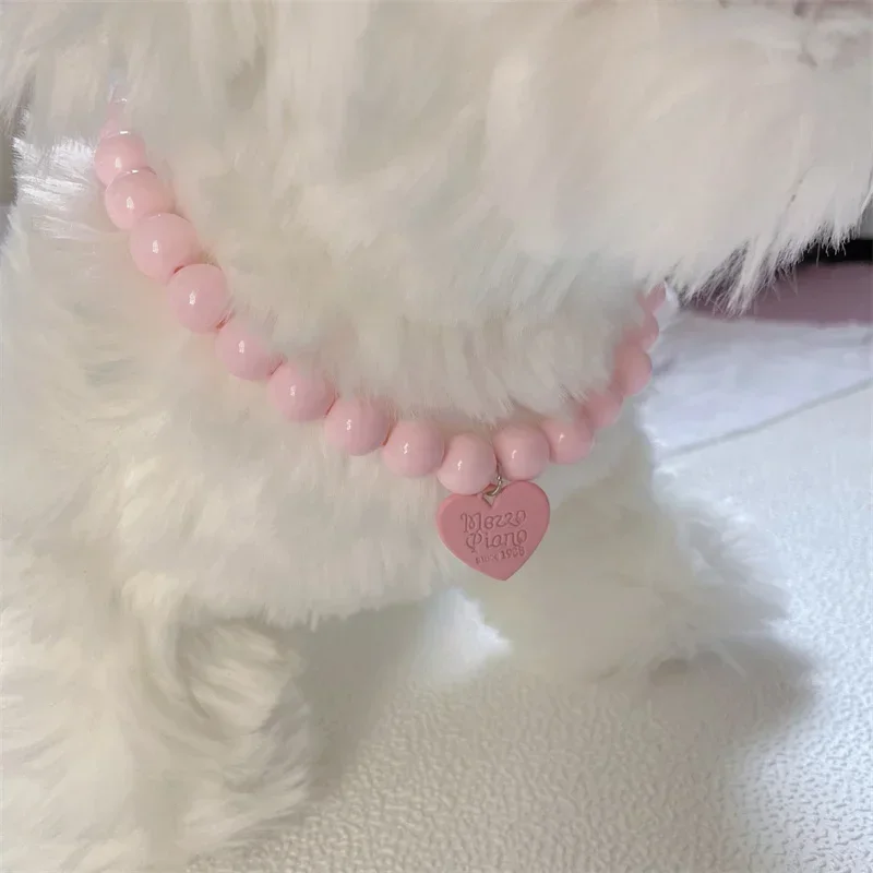 Heart Pendant Pet Pearl Collar Dog Princess Necklace Cat Jewelry Collar Puppy Accessories Dog Chain Chihuahua Wedding Jewelry dog collar,pet collar,pet necklace