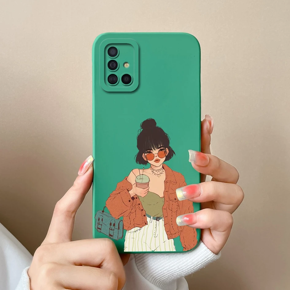 Fashion Love Heart Liquid Silicone Matte Back Cover with Screen Protector