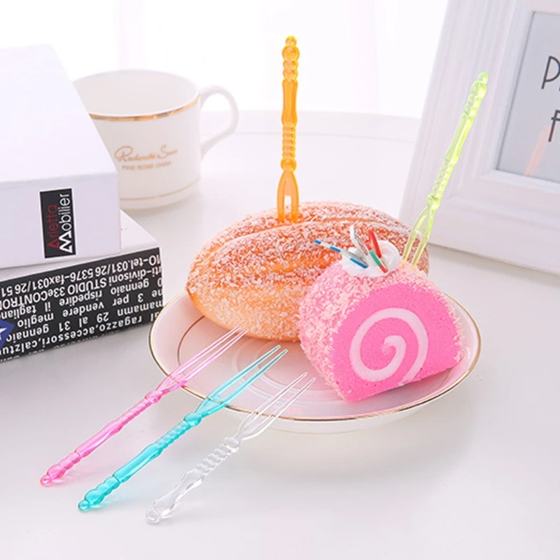 posable Colorful Fruit Fork 50Pcs Transparent Simple Fruit et Toothpick Tool