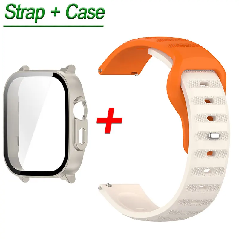 Silicone Strap and Tempered Glass Shell with Soft Bracelet Band for Smart Watch - Stylish Protective Accessories